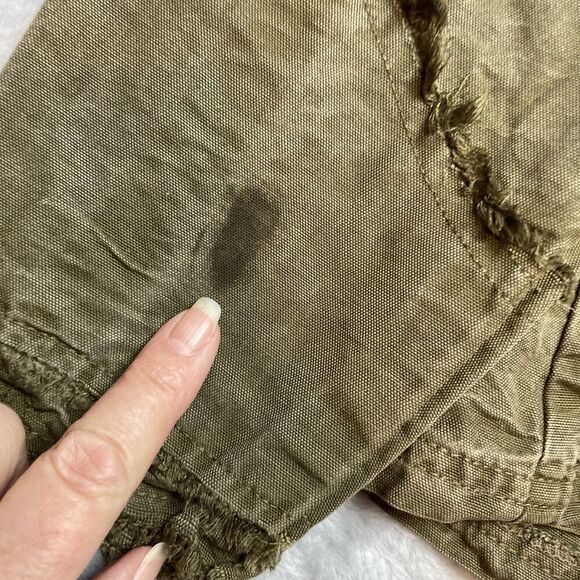 Tianello 100% Tencel Morocan Jacket Womens L Army Green Distressed Raw Seams - Picture 12 of 13